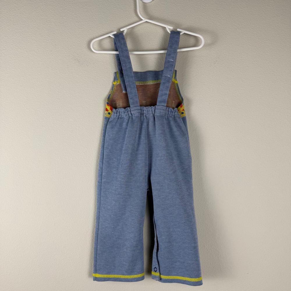 Vintage Carters‎ Kids Blue Train Overalls 24 Months Romper Jumper Snap Button - Picture 3 of 9